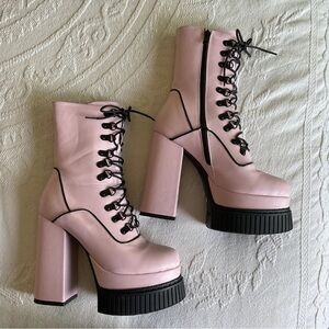 Lamoda Stargazer Creeper Platform Ankle Boots Size 9 Pink Vegan Bootie